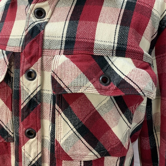 Engelbert Strauss Plaid Red Black 100% Cotton Snap Heavy Work Shirt XXL Jacket - Picture 6 of 8